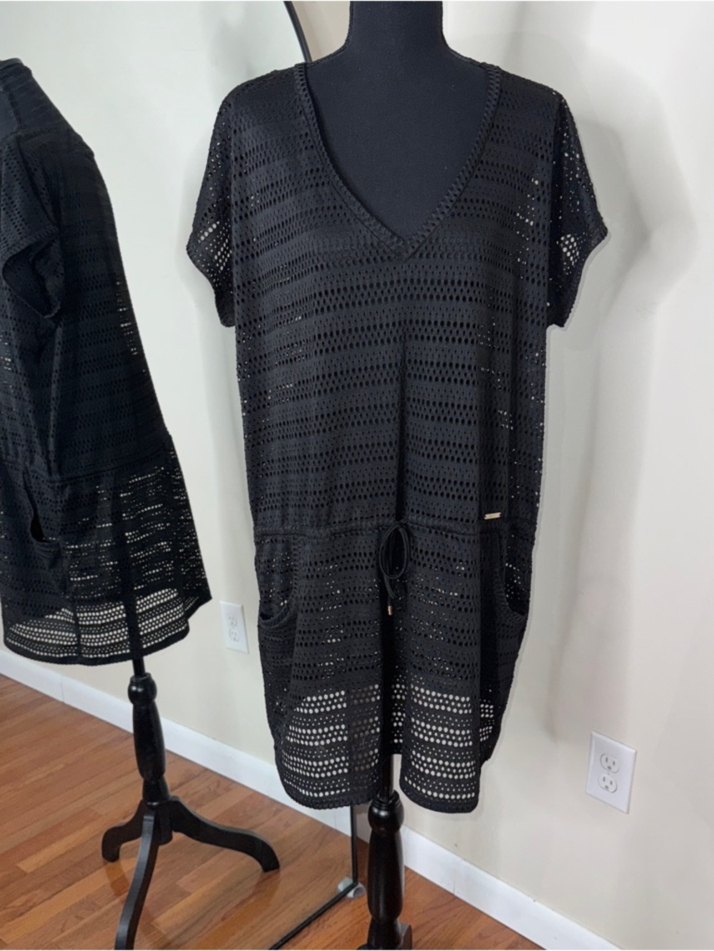 Calvin Klein Black Crochet Swim Dress Coverup Vacation Resortwear Size L/XL - Picture 6 of 6